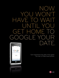 LG Dare touch phone: Google