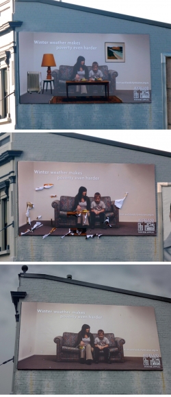 Auckland City Mission: Winter weather billboards