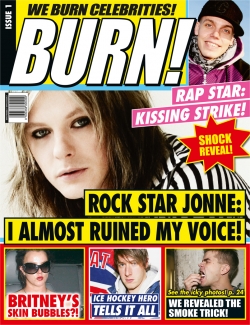 BURN! We burn celebrities!: BURN! ISSUE 1 COVER